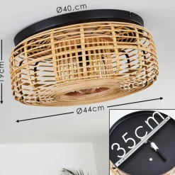 Style Boho-Chic-hofstein Plafonnier Mongolei Noir, 1 lumière