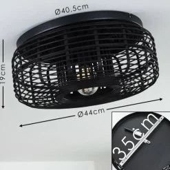 Style Boho-Chic-hofstein Plafonnier Mongolei Noir, 1 lumière