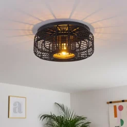 Style Boho-Chic-hofstein Plafonnier Mongolei Noir, 1 lumière