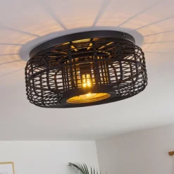 Style Boho-Chic-hofstein Plafonnier Mongolei Noir, 1 lumière