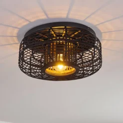 Style Boho-Chic-hofstein Plafonnier Mongolei Noir, 1 lumière