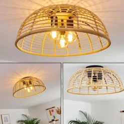 Style Boho-Chic-hofstein Plafonnier Mongolei Noir, 3 lumières