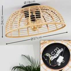 Style Boho-Chic-hofstein Plafonnier Mongolei Noir, 3 lumières