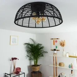 Style Boho-Chic-hofstein Plafonnier Mongolei Noir, 1 lumière