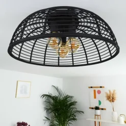 Style Boho-Chic-hofstein Plafonnier Mongolei Noir, 1 lumière