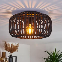 Style Boho-Chic-hofstein Plafonnier Mongolei Noir, 1 lumière