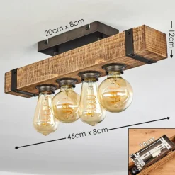 Luminaires Rustiques-hofstein Plafonnier Montgomery Bois foncé, Noir, 4 lumières