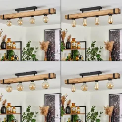 Lampes Industrielles-hofstein Plafonnier Montgomery Écru, Noir, 4 lumières