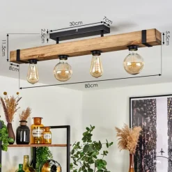 Lampes Industrielles-hofstein Plafonnier Montgomery Écru, Noir, 4 lumières