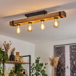 Lampes Industrielles-hofstein Plafonnier Montgomery Écru, Noir, 4 lumières