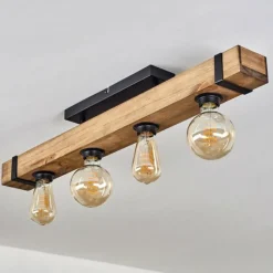 Lampes Industrielles-hofstein Plafonnier Montgomery Écru, Noir, 4 lumières