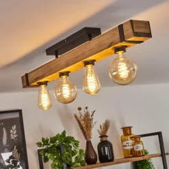 Lampes Industrielles-hofstein Plafonnier Montgomery Écru, Noir, 4 lumières