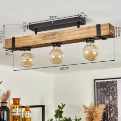 Lampes Industrielles-hofstein Plafonnier Montgomery Écru, Noir, 3 lumières