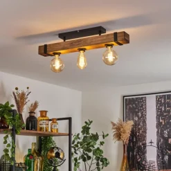 Lampes Industrielles-hofstein Plafonnier Montgomery Écru, Noir, 3 lumières