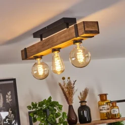 Lampes Industrielles-hofstein Plafonnier Montgomery Écru, Noir, 3 lumières