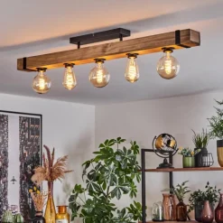 Lampes Industrielles-hofstein Plafonnier Montgomery Écru, Noir, 5 lumières