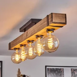 Lampes Industrielles-hofstein Plafonnier Montgomery Écru, Noir, 5 lumières