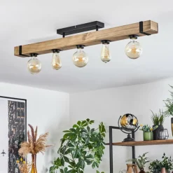 Lampes Industrielles-hofstein Plafonnier Montgomery Écru, Noir, 5 lumières