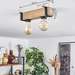 Luminaires Scandinaves-hofstein Plafonnier Montgomery Écru, Noir, 2 lumières