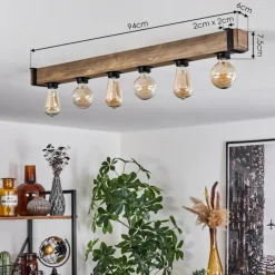 Luminaires Scandinaves-hofstein Plafonnier Montgomery Écru, Noir, 6 lumières