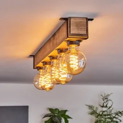 Luminaires Scandinaves-hofstein Plafonnier Montgomery Écru, Noir, 5 lumières