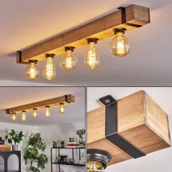 hofstein Plafonnier Montgomery Écru, Noir, 5 lumières