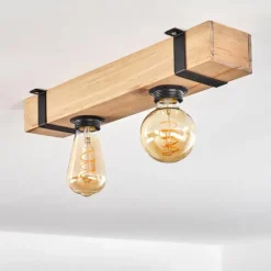 Lampes Industrielles-hofstein Plafonnier Montgomery Écru, Noir, 2 lumières