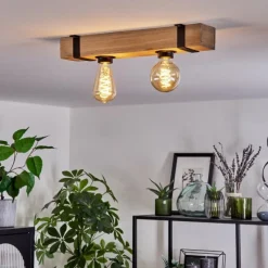 Lampes Industrielles-hofstein Plafonnier Montgomery Écru, Noir, 2 lumières