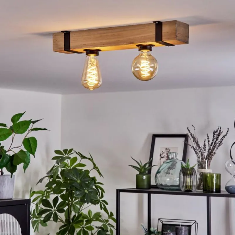 Lampes Industrielles-hofstein Plafonnier Montgomery Écru, Noir, 2 lumières