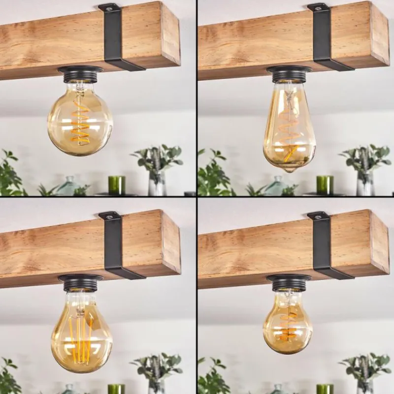 Lampes Industrielles-hofstein Plafonnier Montgomery Écru, Noir, 2 lumières