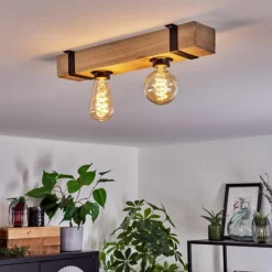 Lampes Industrielles-hofstein Plafonnier Montgomery Écru, Noir, 2 lumières