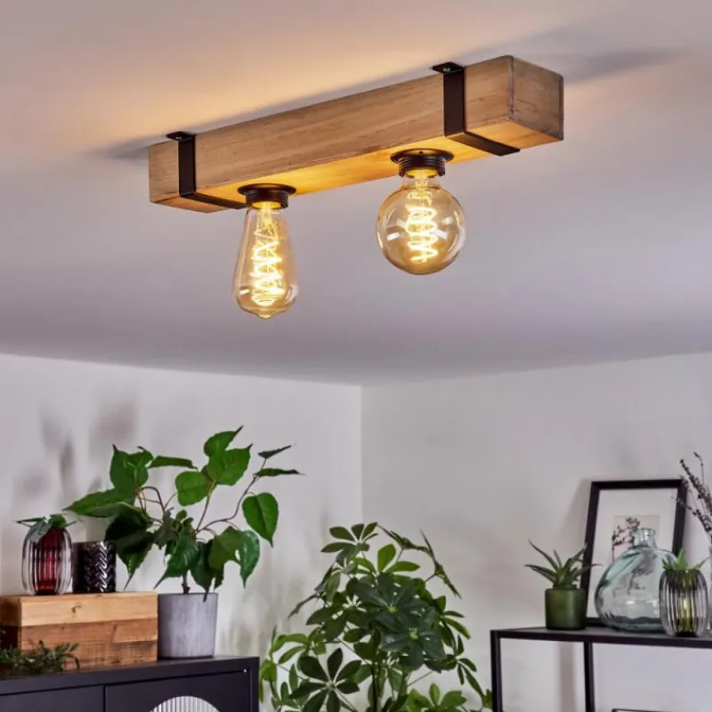 Lampes Industrielles-hofstein Plafonnier Montgomery Écru, Noir, 2 lumières