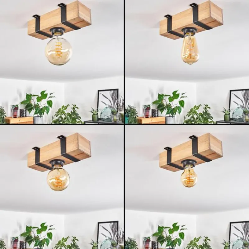 Lampes Industrielles-hofstein Plafonnier Montgomery Écru, Noir, 1 lumière