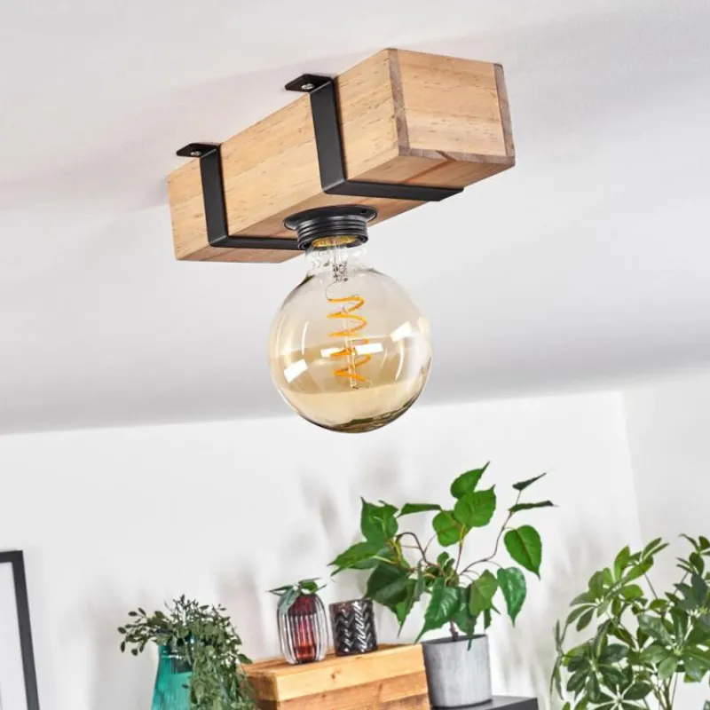 Lampes Industrielles-hofstein Plafonnier Montgomery Écru, Noir, 1 lumière