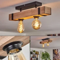 hofstein Plafonnier Montgomery Écru, Noir, 2 lumières