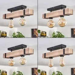 hofstein Plafonnier Montgomery Écru, Noir, 2 lumières