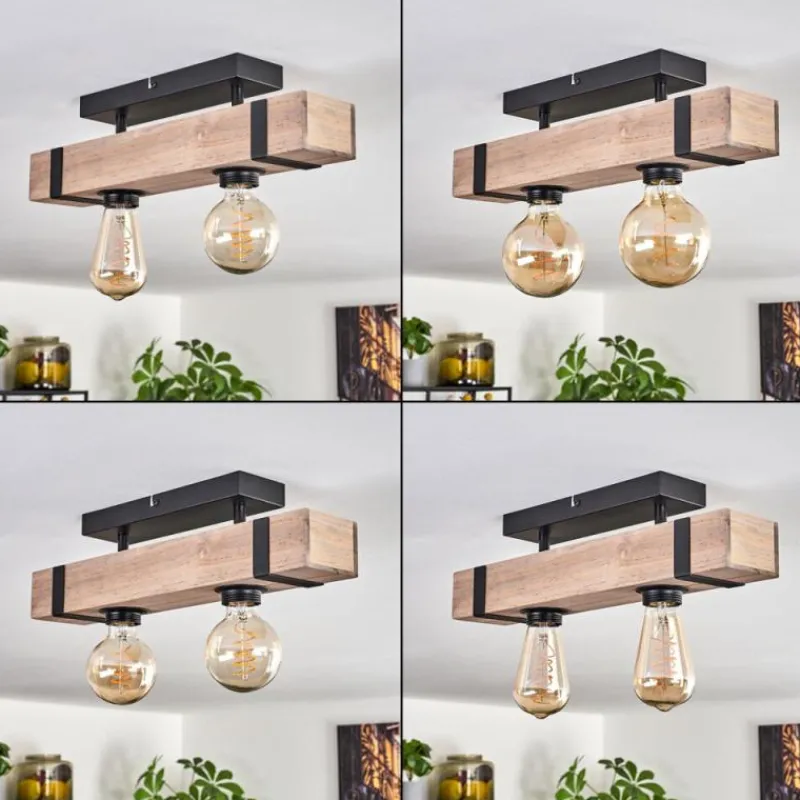 hofstein Plafonnier Montgomery Écru, Noir, 2 lumières