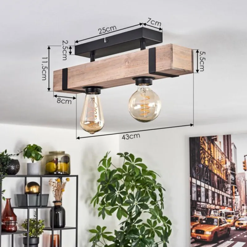 hofstein Plafonnier Montgomery Écru, Noir, 2 lumières