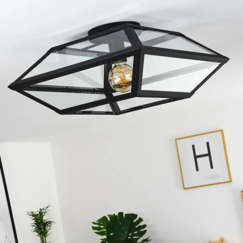 hofstein Plafonnier Moraira Noir, 1 lumière