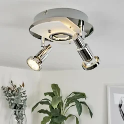 hofstein Plafonnier Morges LED Chrome, Nickel mat, 2 lumières