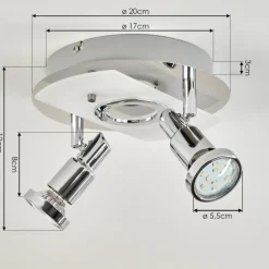 hofstein Plafonnier Morges LED Chrome, Nickel mat, 2 lumières