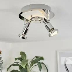hofstein Plafonnier Morges LED Chrome, Nickel mat, 2 lumières