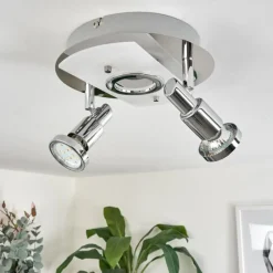 hofstein Plafonnier Morges LED Chrome, Nickel mat, 2 lumières