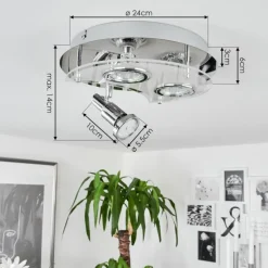 hofstein Plafonnier Morges LED Chrome, Blanc, 3 lumières