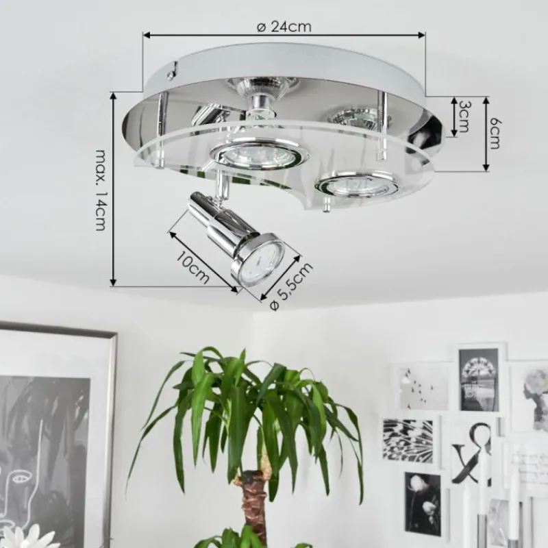 hofstein Plafonnier Morges LED Chrome, Blanc, 3 lumières