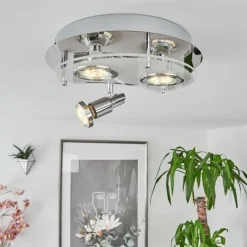 hofstein Plafonnier Morges LED Chrome, Blanc, 3 lumières