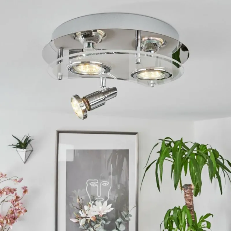 hofstein Plafonnier Morges LED Chrome, Blanc, 3 lumières