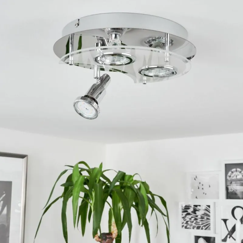 hofstein Plafonnier Morges LED Chrome, Blanc, 3 lumières