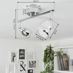 hofstein Plafonnier Morges LED Chrome, 2 lumières