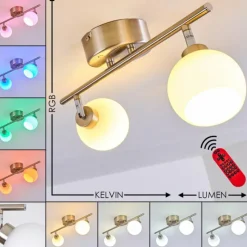 hofstein Plafonnier Motala LED Nickel mat, 2 lumières, Télécommandes, Changeur de couleurs